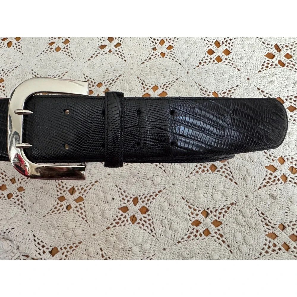 Ellen Tracy Black Embossed Leather Belt‎ Sz M